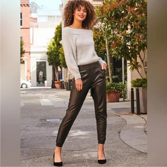 Spanx Black faux leather Like joggers NWT - Picture 7 of 14